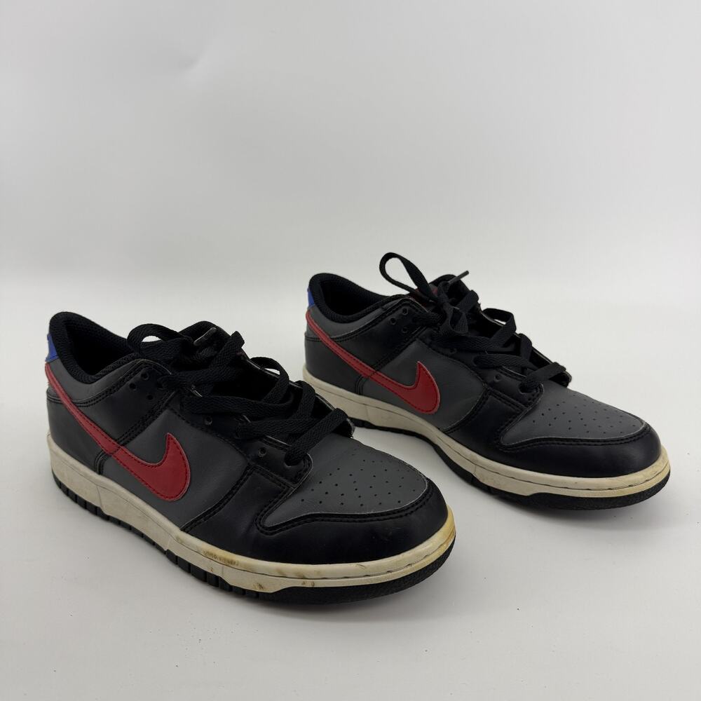 Nike Dunk Low Shoes Youth Size 6Y Black Red Blue Leather Sneakers FV0373-003